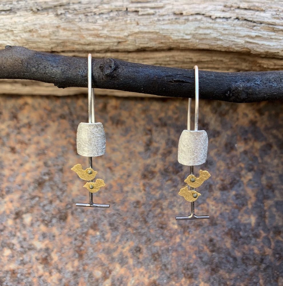 Bird on Lamp Earrings