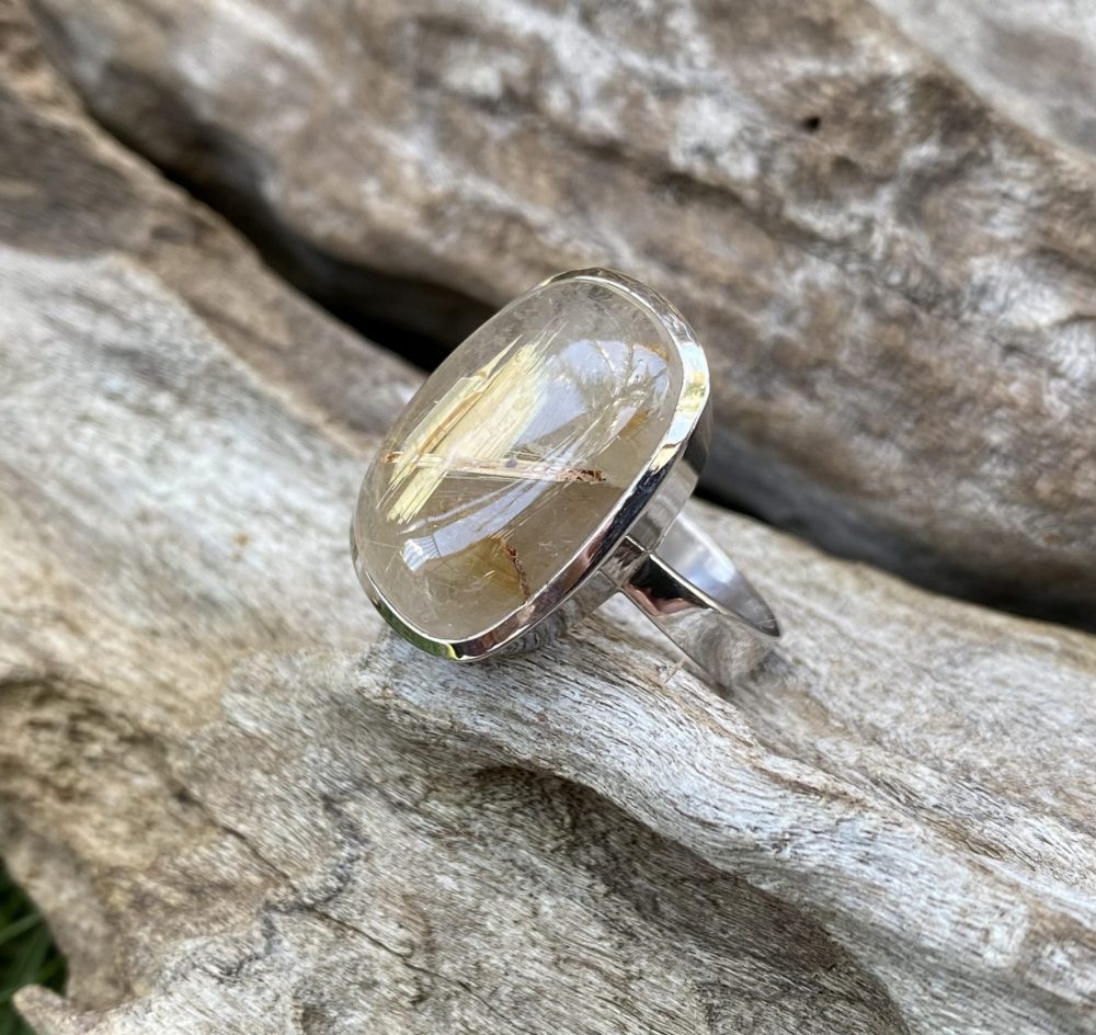 golden rutile quartz ring