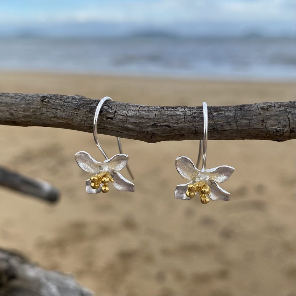 Four Petal Flower Earrings UnderArt Gallery Sterling Silver Jewellery