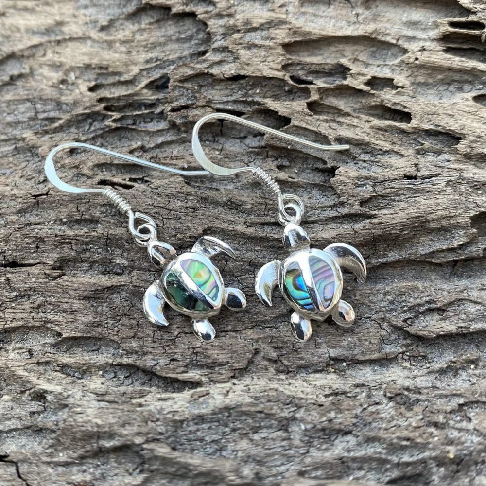 paua shell turtle earrings