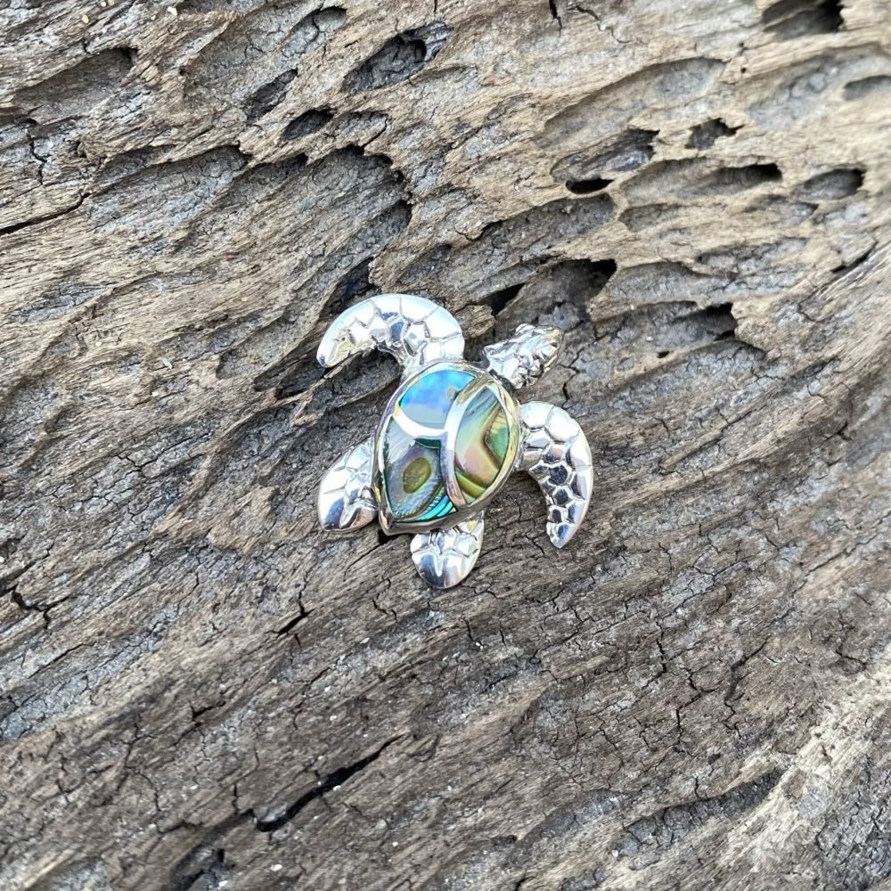paua shell turtle pendant