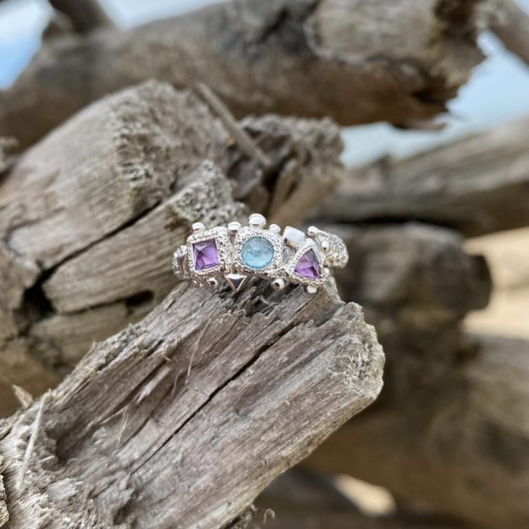 Natural Amethyst and Topaz Ring/ Silver Ring for Women/ Amethyst Ring/  Birth Stone Ring/ Art Deco Ring/ Beautiful Engagement Ring for Women. - Etsy