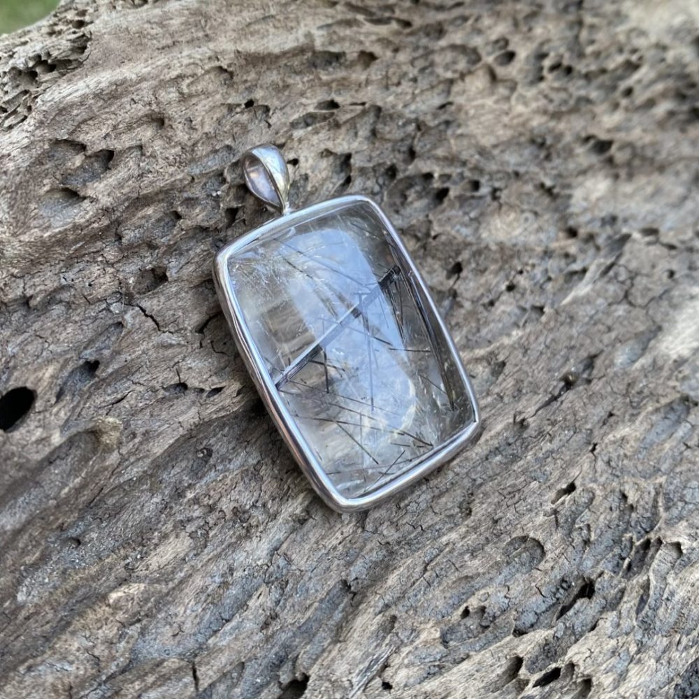 black rutile quartz pendant