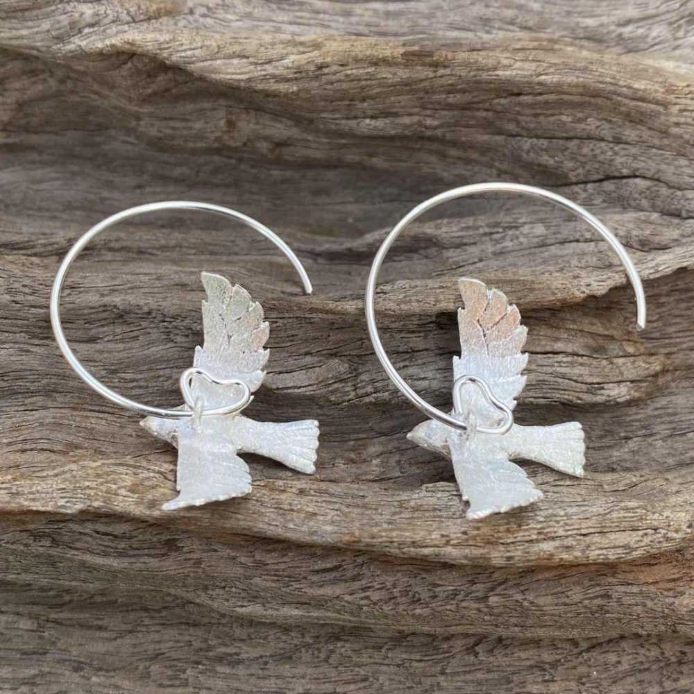 bird hoop earrings