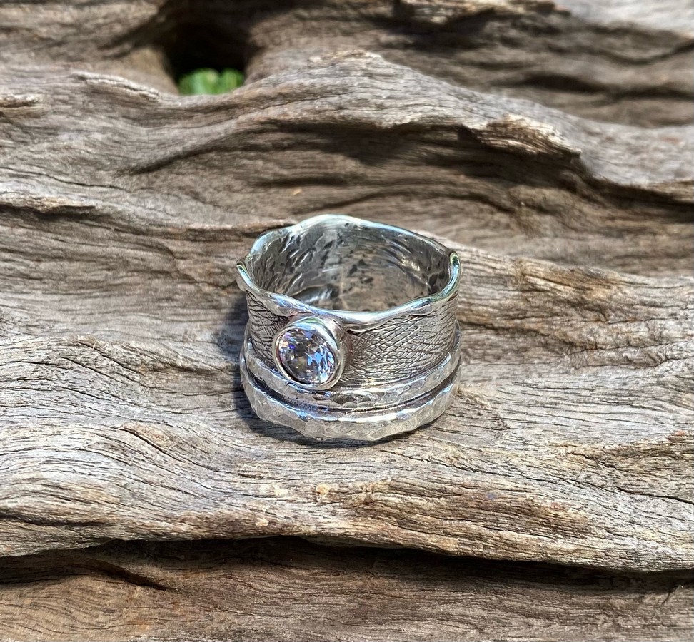Wide Black Rhodium CZ Ring