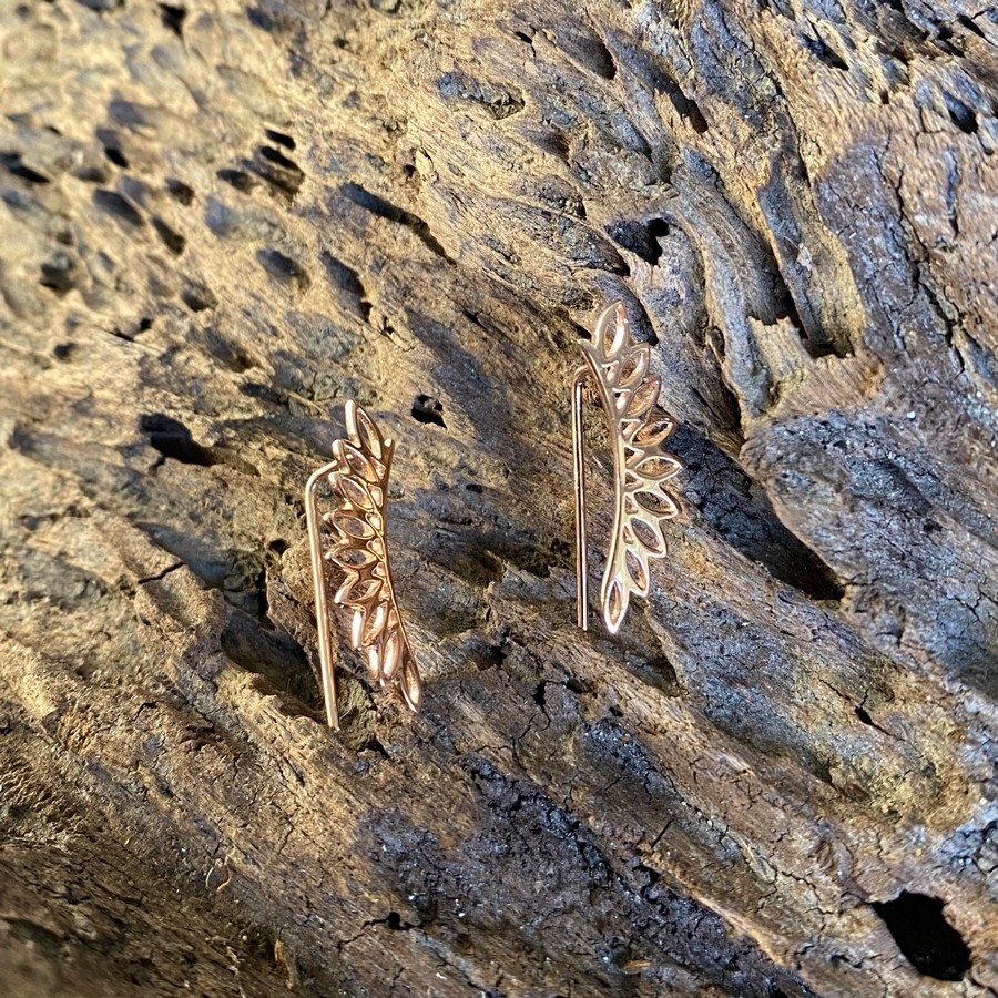 rose gold leaf earrings