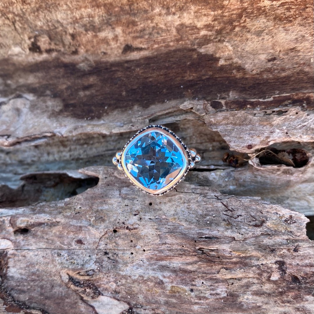 blue topaz boho ring