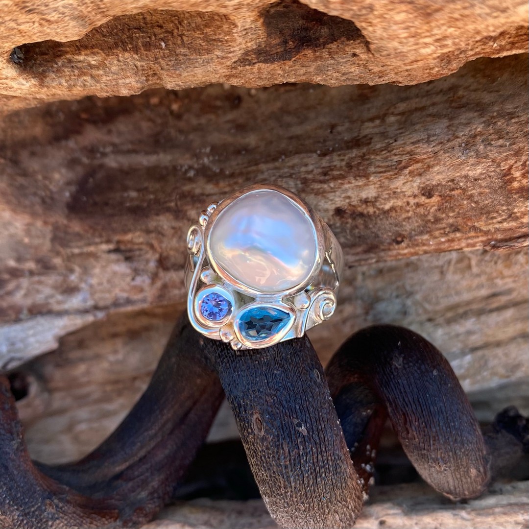 pearl london blue topaz tanzanite ring