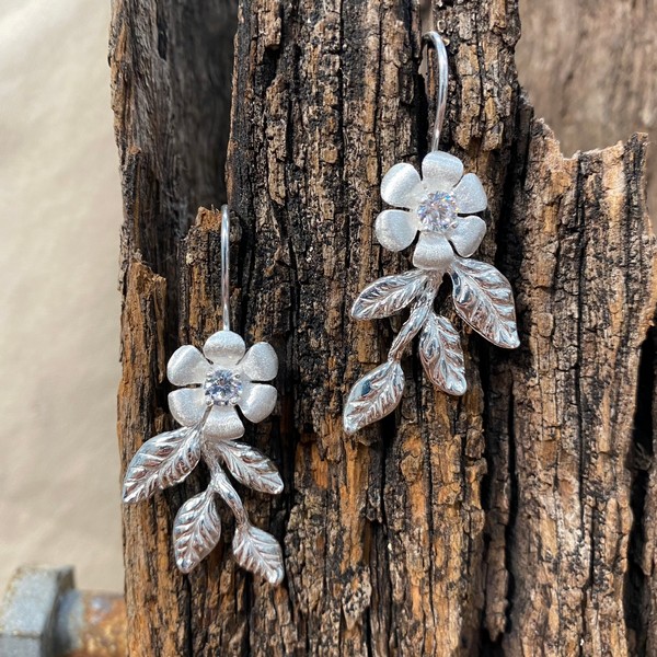 CZ Flower Hook Earring