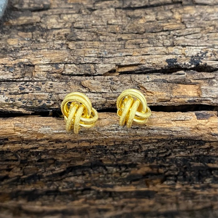 Gold Knot Stud Earrings - UnderArt Gallery
