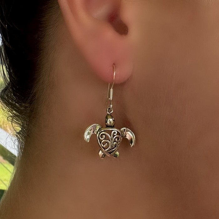 sterling silver turtle earrings