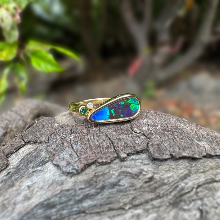 gold boulder opal ring