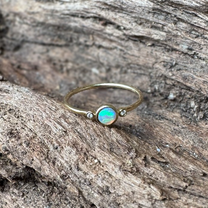gold white opal ring