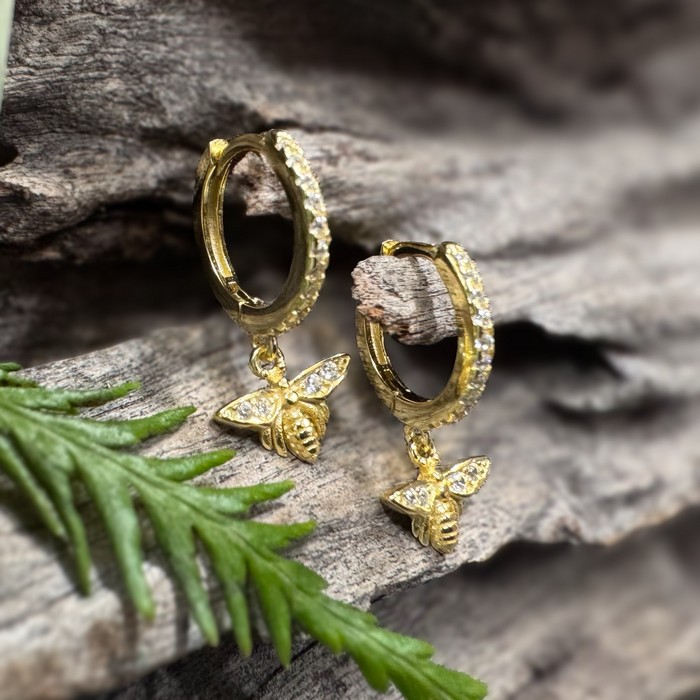 gold bee earrings
